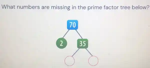 What numbers are missing in the prime factor tree below?