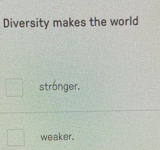 Diversity makes the world
stronger.
square  weaker.