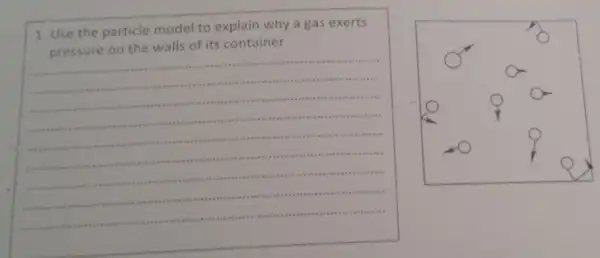 1. Use the particle model to explain why a gas exerts pressure on the walls of its container