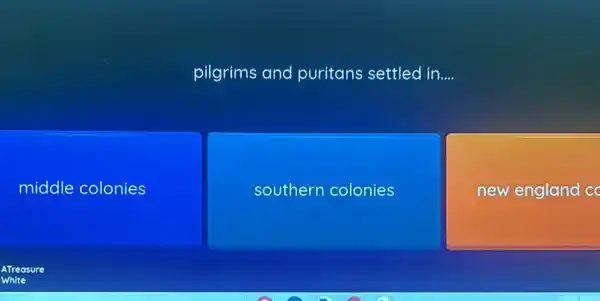 pilgrims and puritans settled in __
middle colonies
southern colonies
new england cc