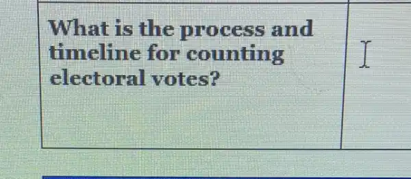 What is the process and
timeline for counting
elector al votes?
fairness
square