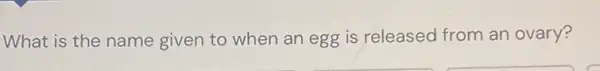 What is the name given to when an egg is released from an ovary?