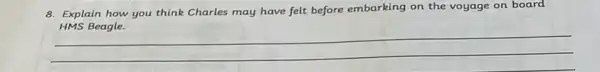 8. Explain how you think Charles may have felt before embarking on the voyage on board
__