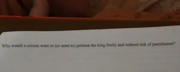 Why would a citizen a want to (or need to) petition the king freely and without risk of punishment?