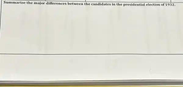 Summarize the major differences between the candidates in the presidential election of 1932.