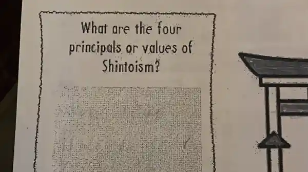 What are the four
principals or values of
Shintoism?